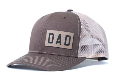 Dad (Rough, Leather Patch) - Trucker Hat (Brown/Tan)