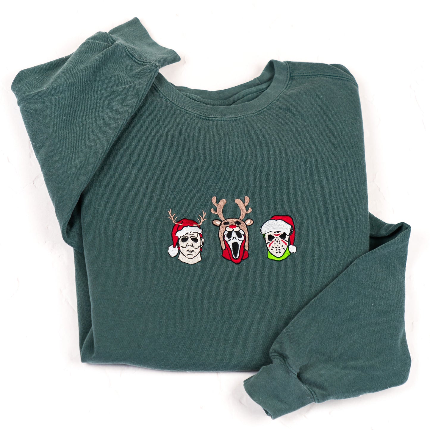 Scary Movie Christmas - Embroidered Sweatshirt (Blue Spruce)