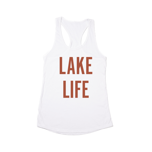 Lake Life (Rust) - Women's Racerback Tank Top (White)