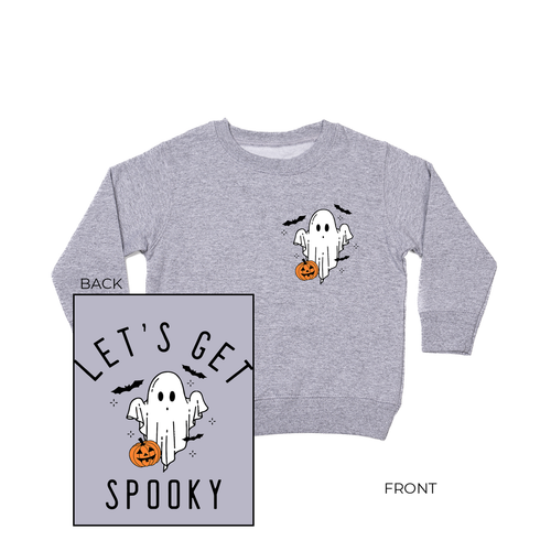 Lets Get Spooky (Pocket & Back) - Kids Sweatshirt (Heather Gray)