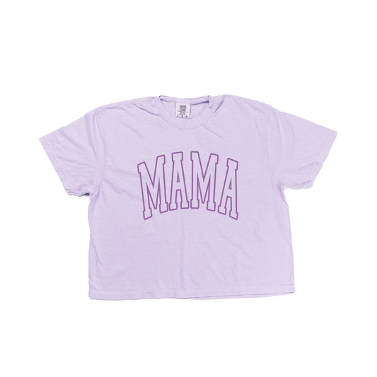 Mama Varsity (Purple) - Cropped Tee (Pale Purple)