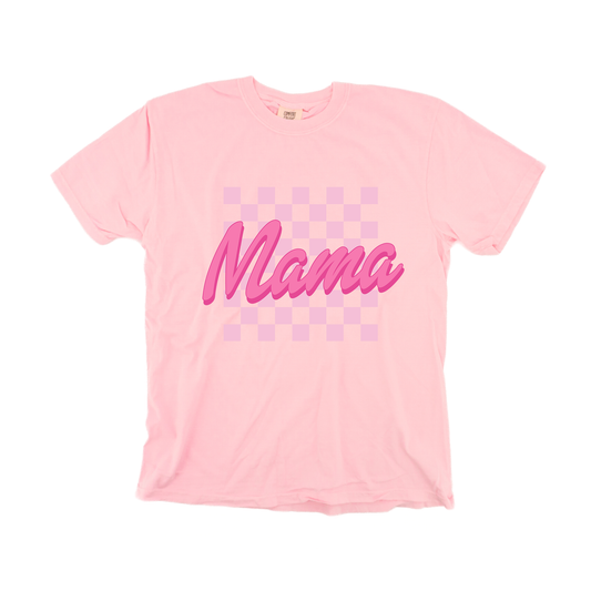Mama Checkered (Malibu Pink) - Tee (Pale Pink)