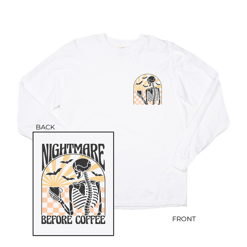 Nightmare Before Coffee (Pocket & Back) - Tee (Vintage White, Long Sleeve)