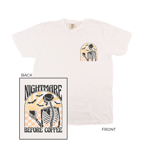 Nightmare Before Coffee (Pocket & Back) - Tee (Vintage White, Short Sleeve)