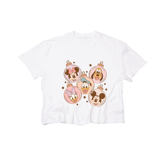 Ornament Friends (Pink) - Cropped Tee (White)