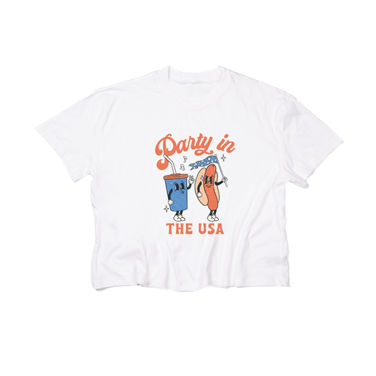Party in the USA (Ballpark) - Cropped Tee (White)