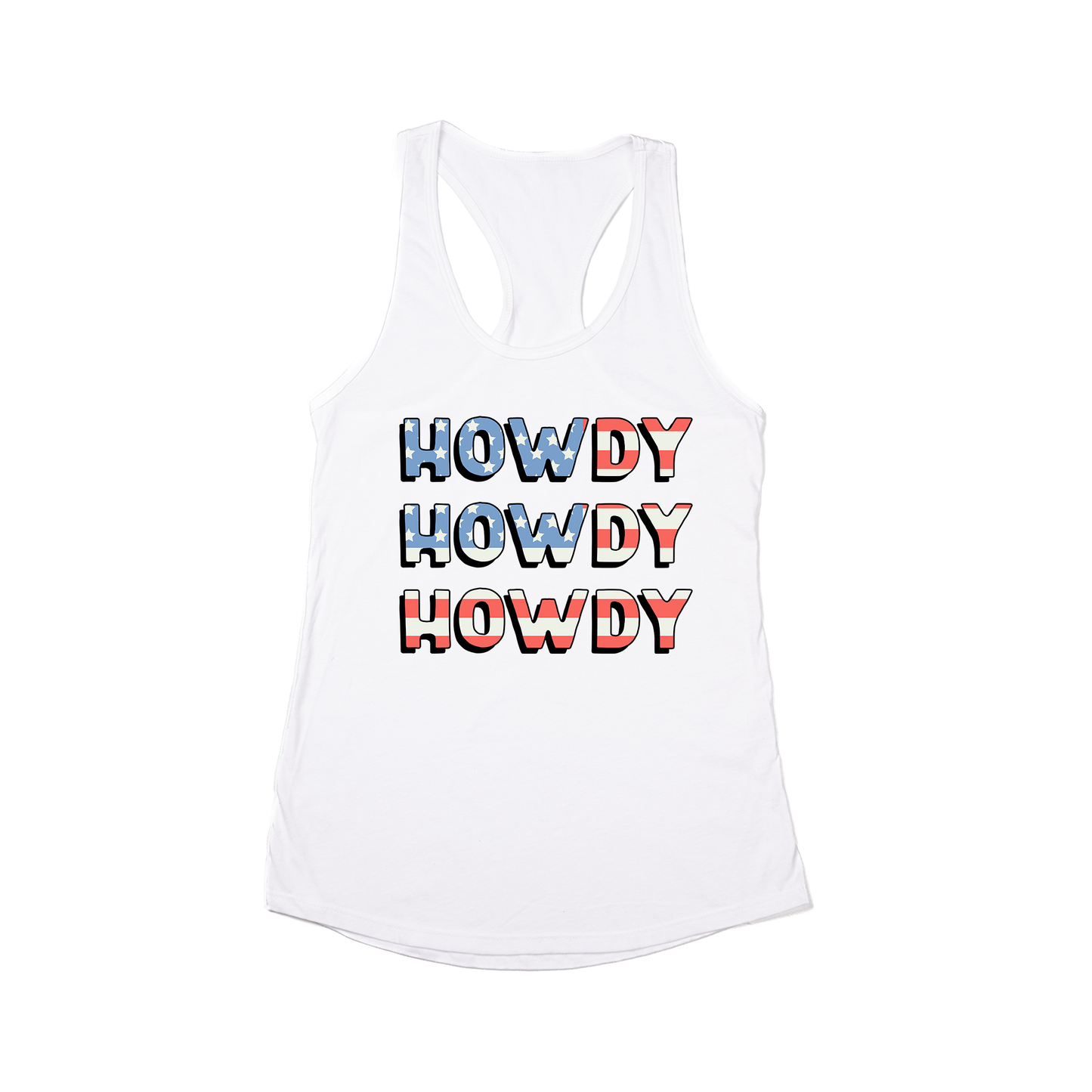 Patriotic Howdy - Women's Racerback Tank Top (White)