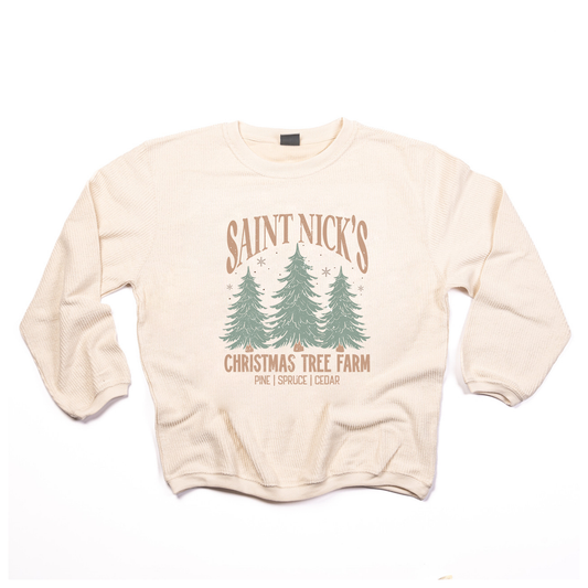 Saint Nick's Christmas Tree Farm - Corded Sweatshirt (Ivory)