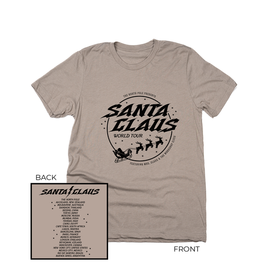 Santa Claus World Tour (Front and Back) - Tee (Pale Moss)