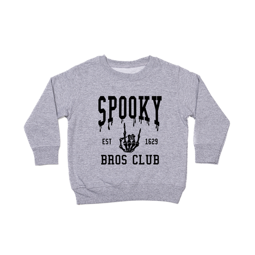 Spooky Bros Club (Black) - Kids Sweatshirt (Heather Gray)
