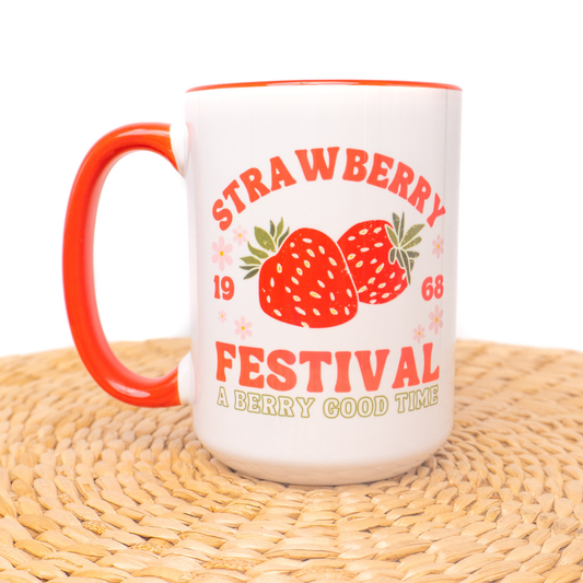 Strawberry Festival - Coffee Mug (Red Inside & Handle)