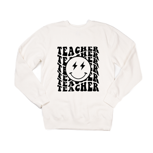 Teacher Lightning Smiley (Black) - Sweatshirt (Creme)