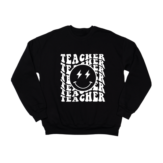 Teacher Lightning Smiley (White) - Sweatshirt (Black)