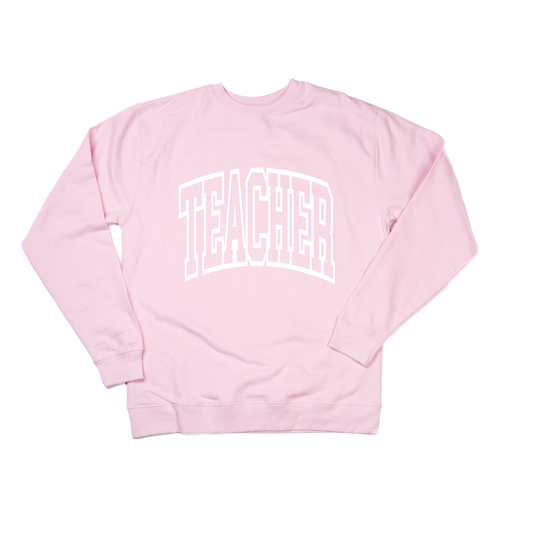 Teacher Varsity (White) - Sweatshirt (Light Pink)