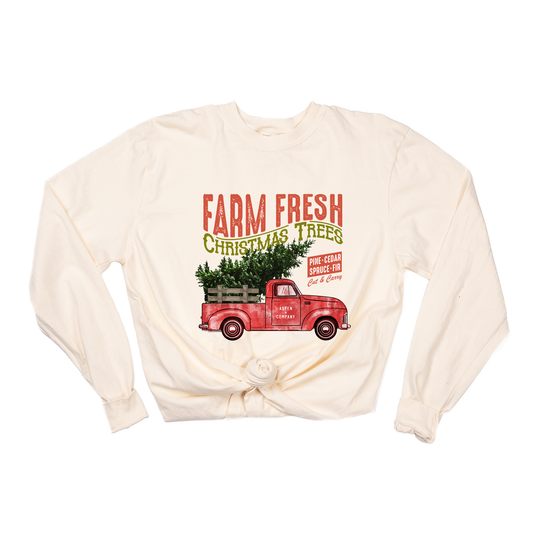 Vintage Farm Fresh Christmas Trees (Truck) - Tee (Vintage Natural, Long Sleeve)