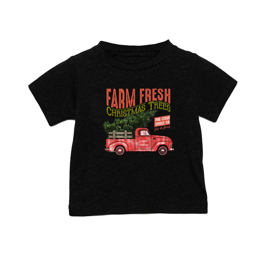 Vintage Farm Fresh Christmas Trees (Truck) - Kids Tee (Black)
