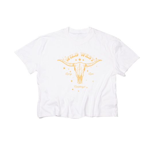 Wild West Long Live Cowboys (Mustard) - Cropped Tee (White)