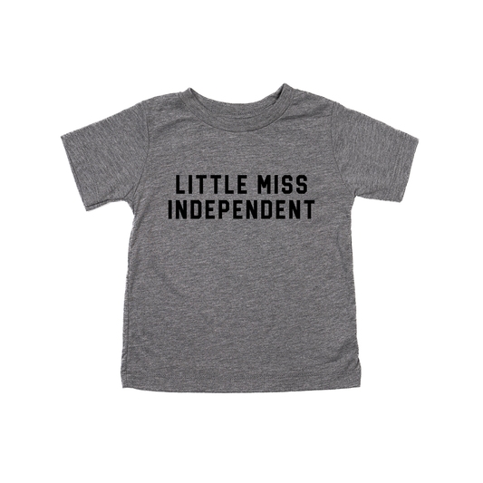 Little Miss Independent (Black) - Kids Tee (Gray)