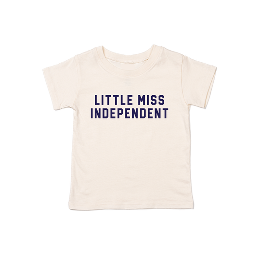 Little Miss Independent (Navy) - Kids Tee (Natural)