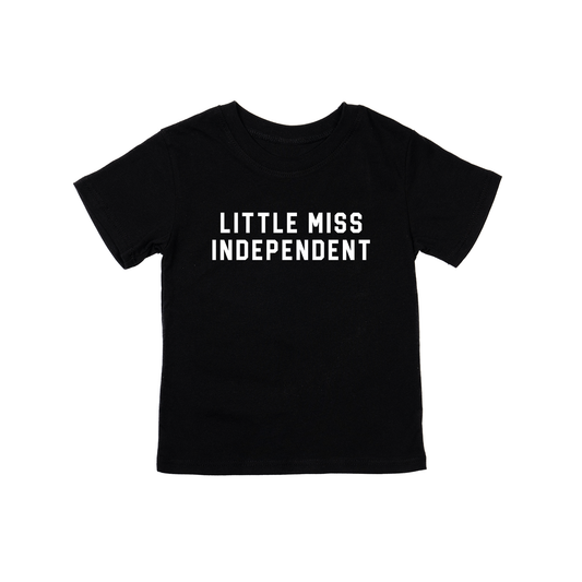 Little Miss Independent (White) - Kids Tee (Black)