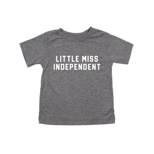 Little Miss Independent (White) - Kids Tee (Gray)