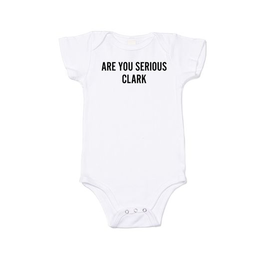 Are You Serious Clark (Black) - Bodysuit (White, Short Sleeve)
