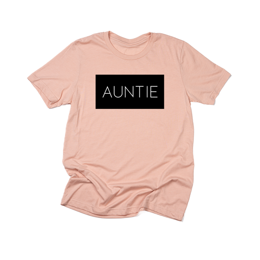 Auntie (Boxed Collection, Black Box/White Text, Across Front) - Tee (Peach)