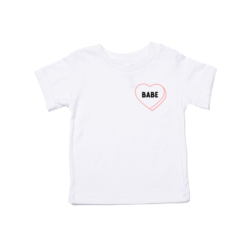 Babe Pink Conversation Heart (Pocket) - Kids Tee (White)