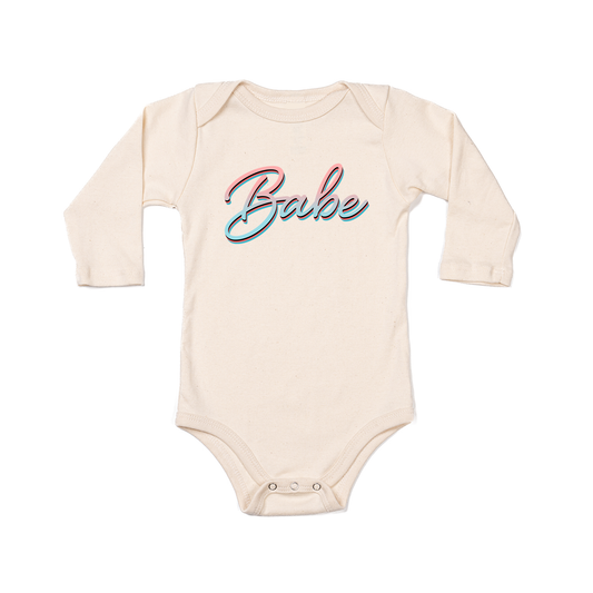 Babe (90's Inspired, Pink/Blue) - Bodysuit (Natural, Long Sleeve)