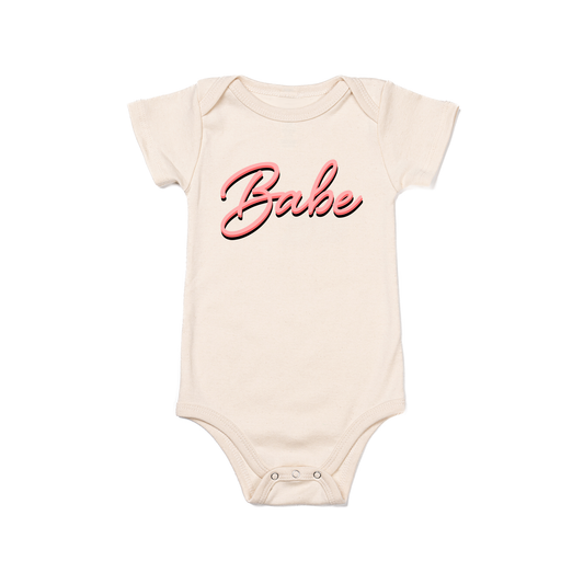 Babe (90's Inspired, Pink) - Bodysuit (Natural, Short Sleeve)