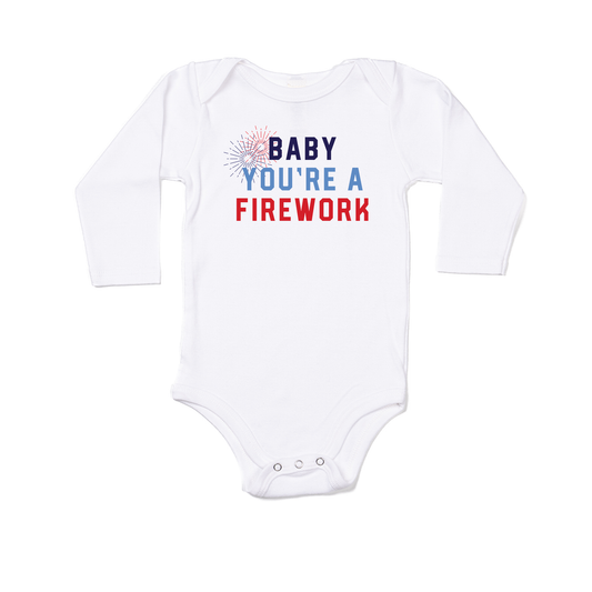 Baby You're A Firework - Bodysuit (White, Long Sleeve)