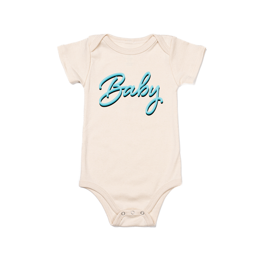 Baby (90's Inspired, Blue) - Bodysuit (Natural, Short Sleeve)