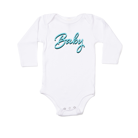 Baby (90's Inspired, Blue) - Bodysuit (White, Long Sleeve)