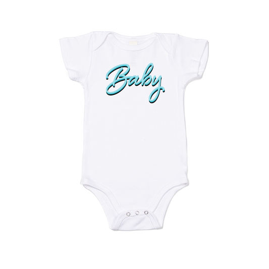Baby (90's Inspired, Blue) - Bodysuit (White, Short Sleeve)