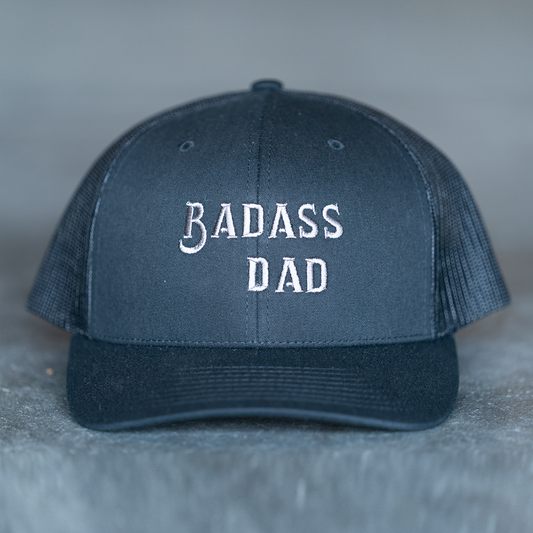 Badass Dad (Gray) - Trucker Hat (Black)