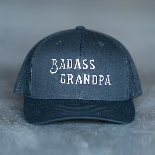 Badass Grandpa (Gray) - Trucker Hat (Black)