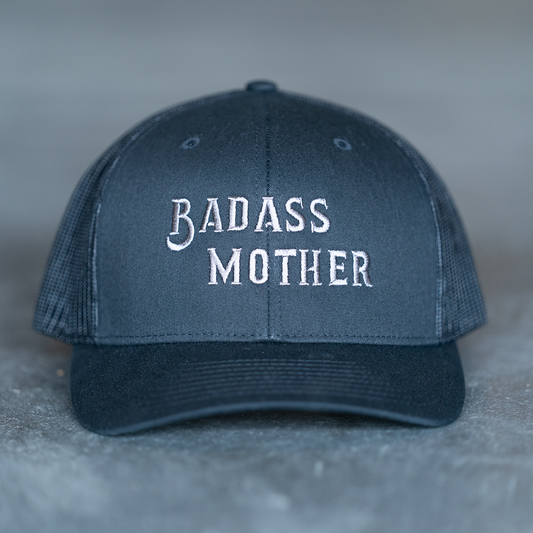 Badass Mother (Gray) - Trucker Hat (Black)