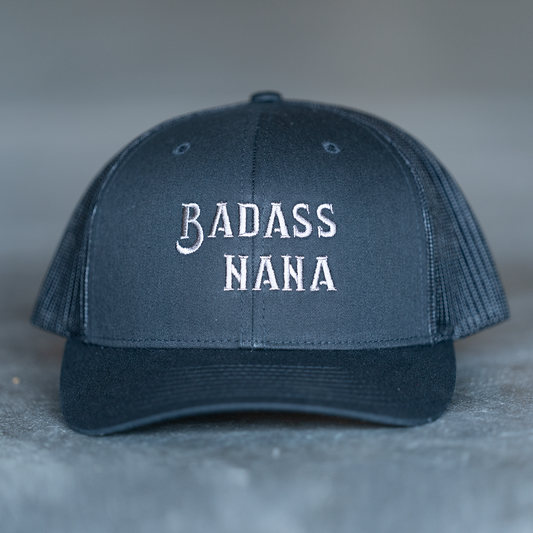 Badass Nana (Gray) - Trucker Hat (Black)