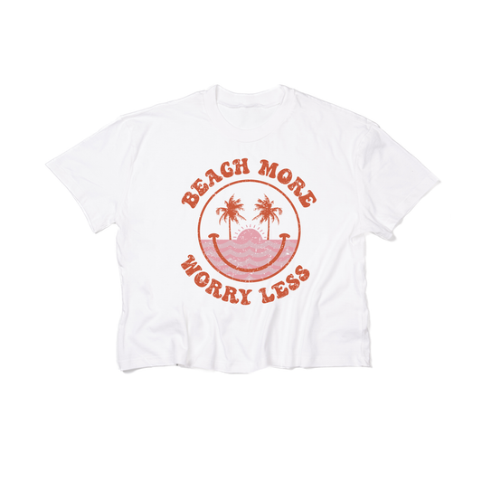 Beach More Worry Less - Cropped Tee (White)