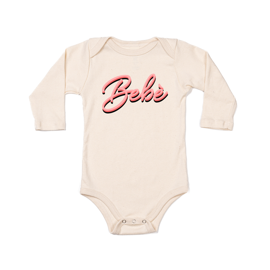 Bebe' (90's Inspired, Pink) - Bodysuit (Natural, Long Sleeve)
