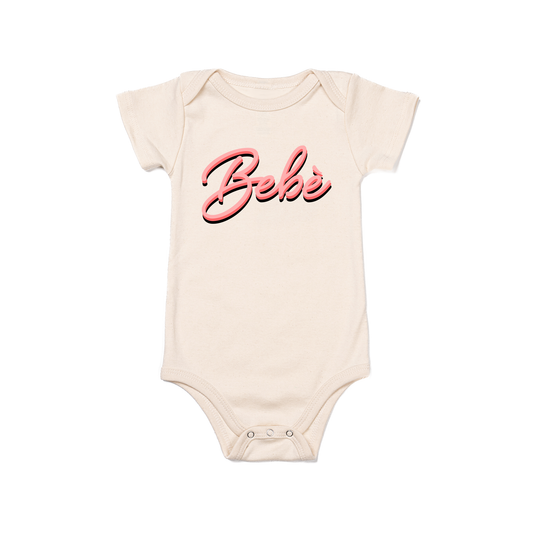 Bebe' (90's Inspired, Pink) - Bodysuit (Natural, Short Sleeve)