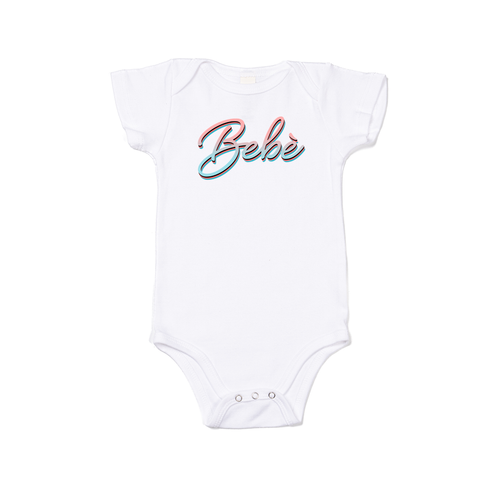 Bebe' (90's Inspired, Pink/Blue) - Bodysuit (White, Short Sleeve)