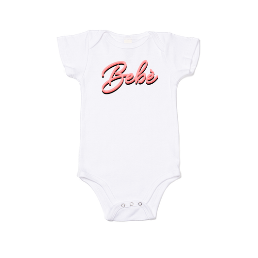 Bebe' (90's Inspired, Pink) - Bodysuit (White, Short Sleeve)