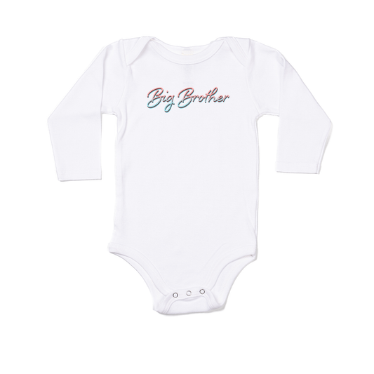 Big Brother (90's Inspired, Pink/Blue) - Bodysuit (White, Long Sleeve)