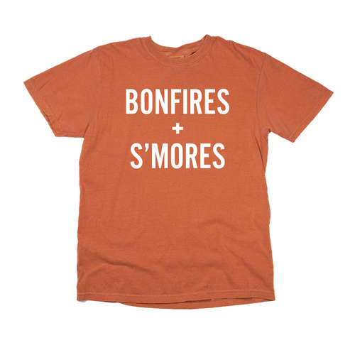 BONFIRES + S'MORES (White) - Tee (Vintage Rust, Short Sleeve)