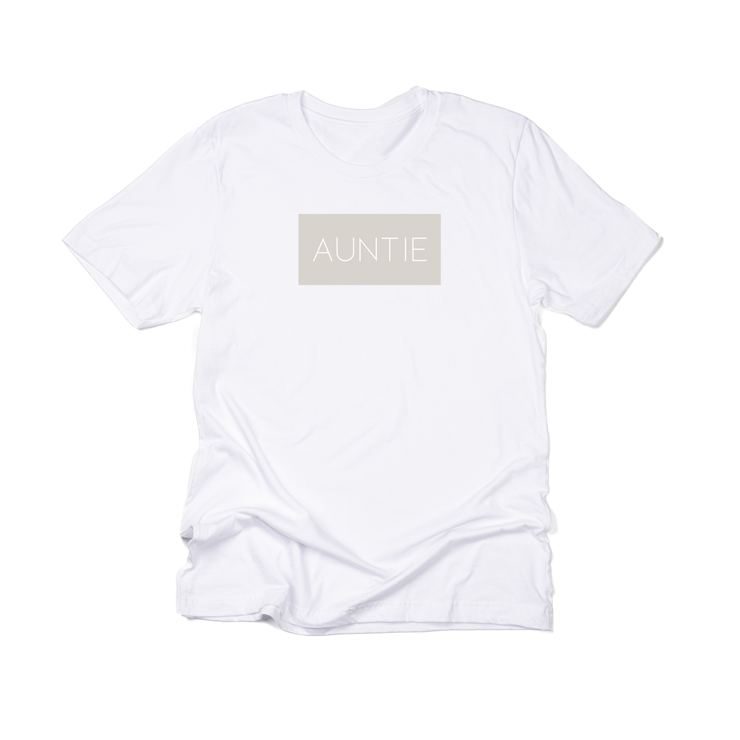 Auntie (Boxed Collection, Stone Box/White Text, Across Front) - Tee (White)