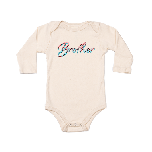 Brother (90's Inspired, Pink/Blue) - Bodysuit (Natural, Long Sleeve)
