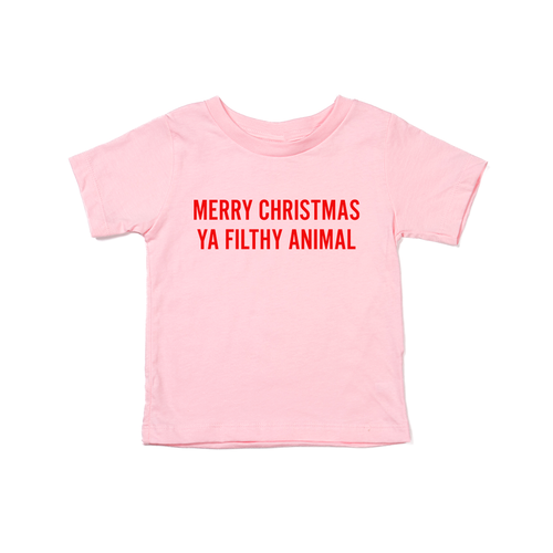 Merry Christmas Ya Filthy Animal  (Version 1, Red) - Kids Tee (Pink)