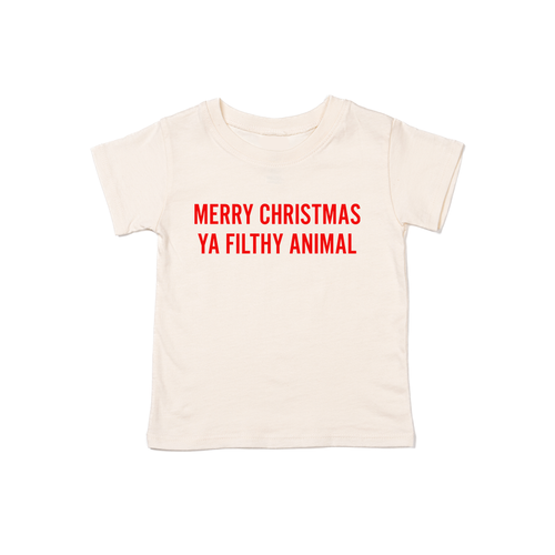 Merry Christmas Ya Filthy Animal  (Version 1, Red) - Kids Tee (Natural)