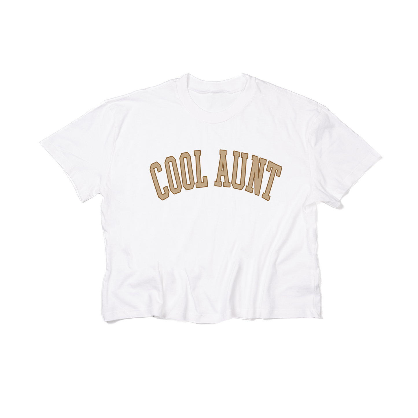 Cool Aunt (Tan Varsity) - Cropped Tee (White)